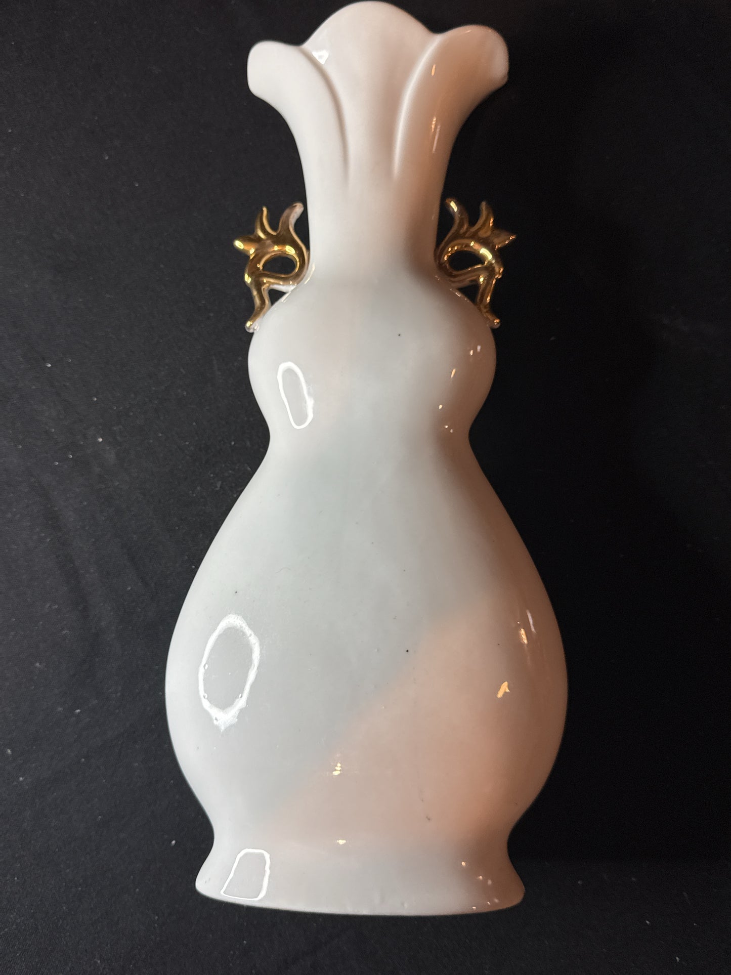 Large 14" Porcelain Vase with 3D Flowers and Honeycomb center and Handles