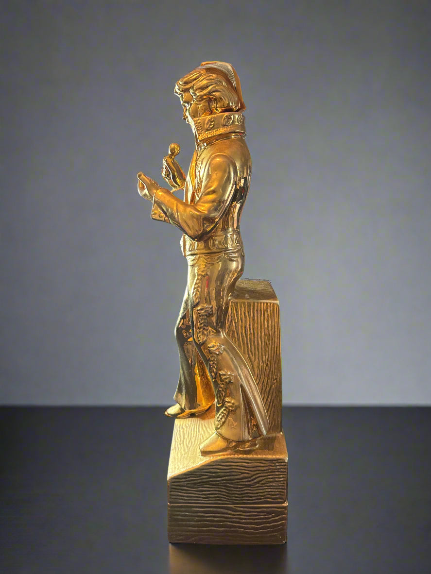 Elvis Gold Ultimate Tribute Decanter McCormick The King '77 Sincerely Elvis 15.25" Tall