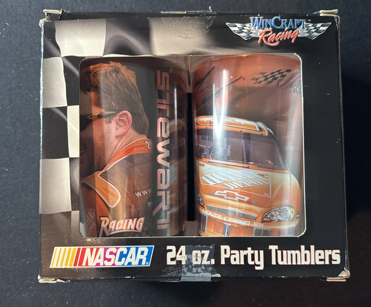 Pair of 24oz Tony Stewart Home Depot Nascar Tumblers Wincraft Racing New in Box