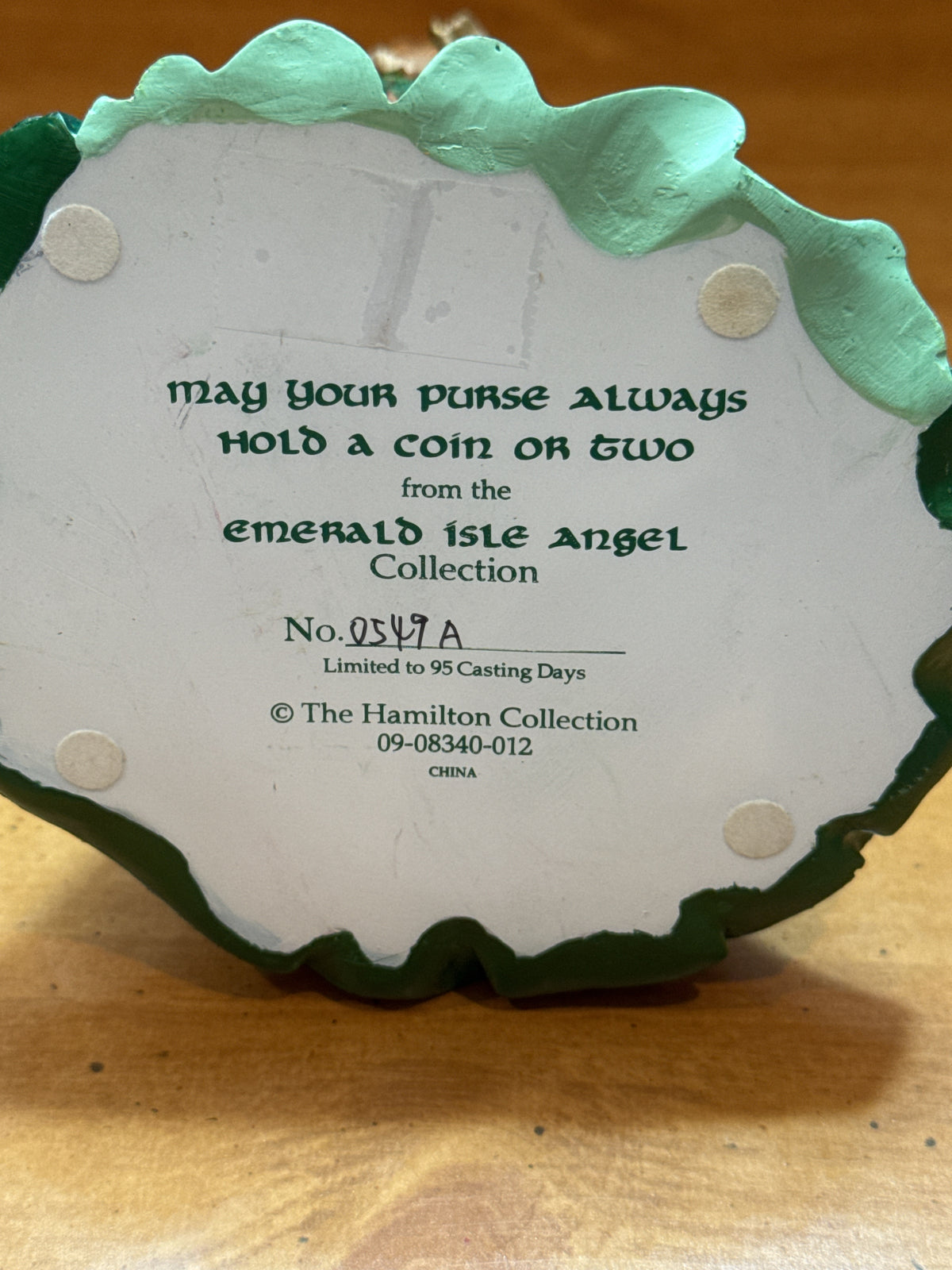 Hamilton Collection Emerald Isle Angel Figurine May Your Purse Always Hold a Coin or Two 7.5" Tall
