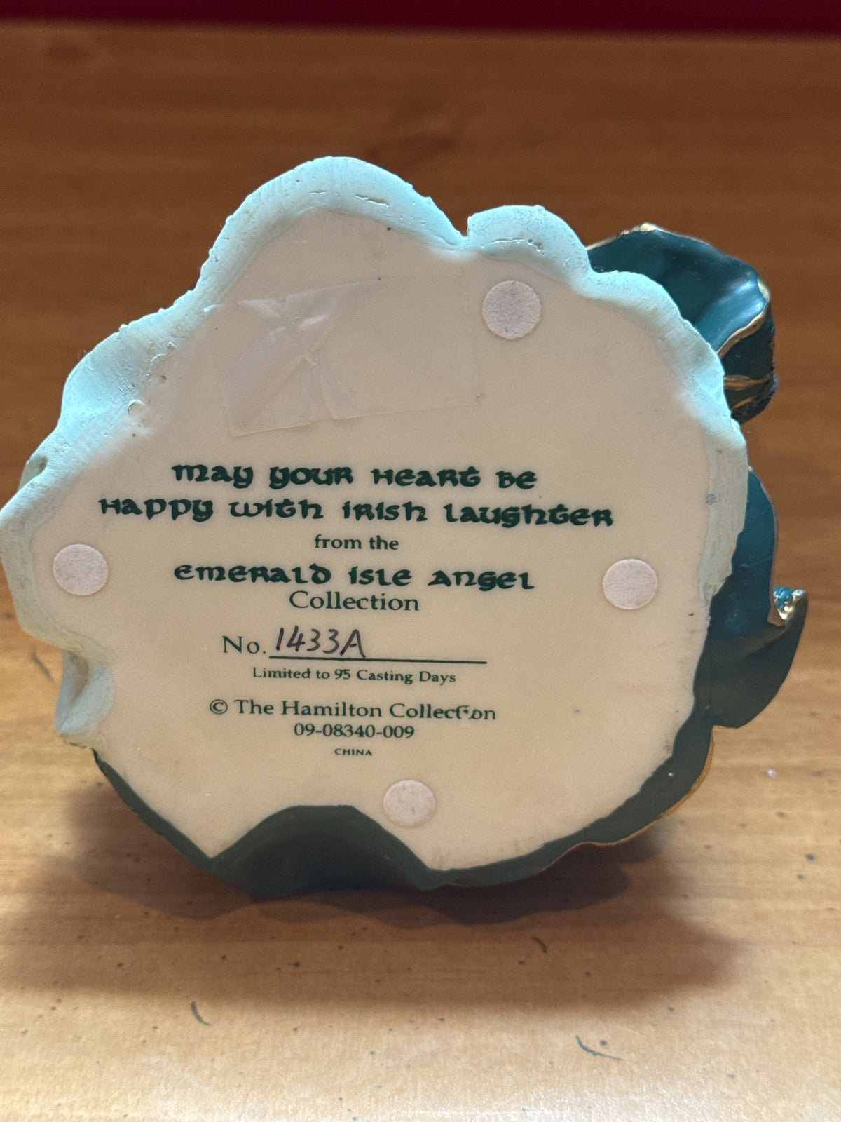 Hamilton Collection Emerald Isle Angel Figurine May Your Heart Be Happy With Irish Laughter 7.5" Tall