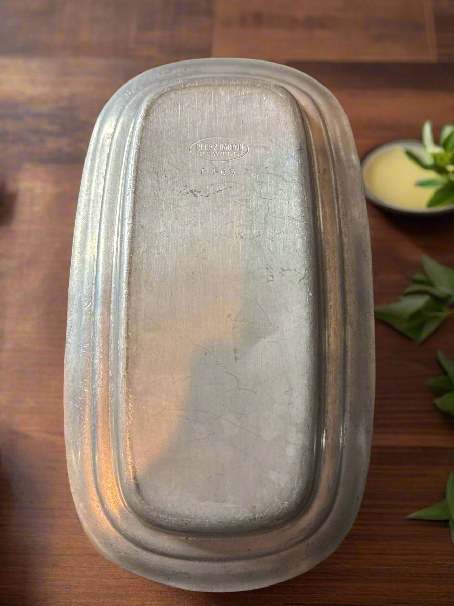 Reed & Barton Pewter Butter Dish With Cover 7.5" Long P405