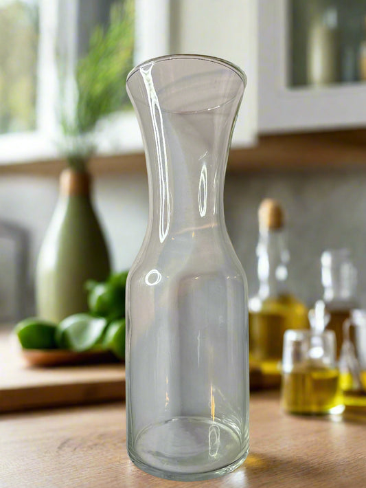 Clear Glass Carafe 10.75" Tall 1 Liter Clean