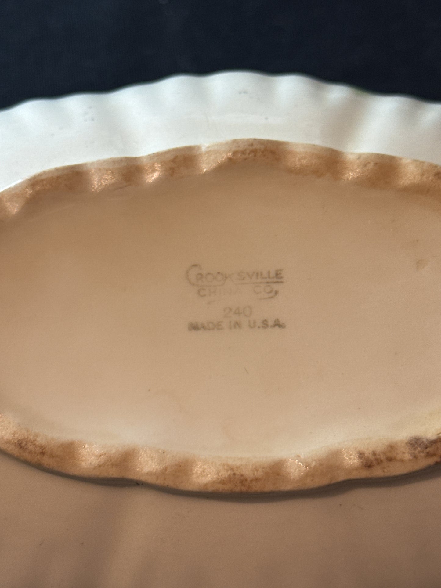 Crooksville China Co. Gravy Boat Vintage Floral Pattern With Gold Trim 8" Long
