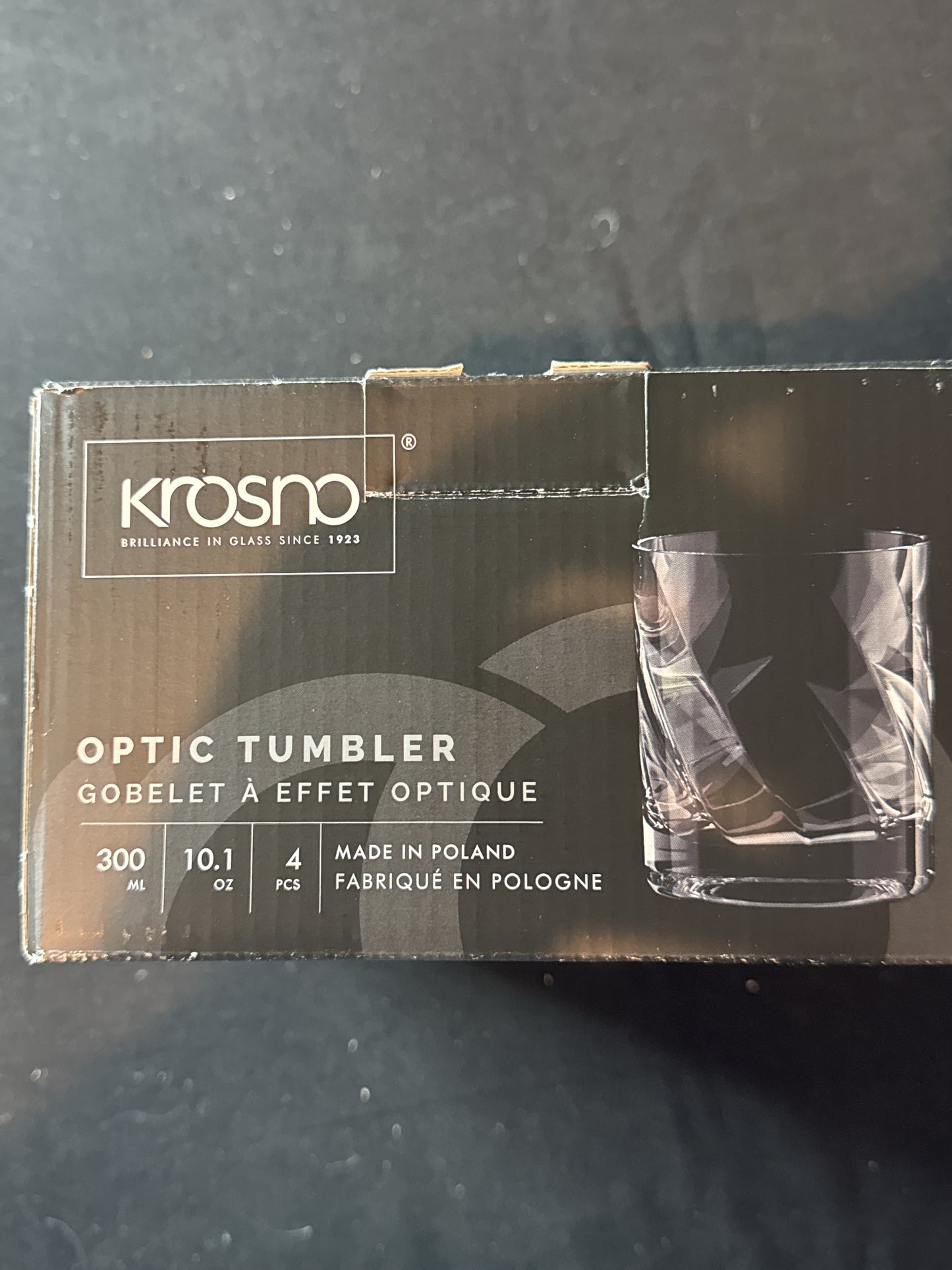 Set of 4 Krosno Optic Tumblers 10oz 300 ml New in Box Made in Poland
