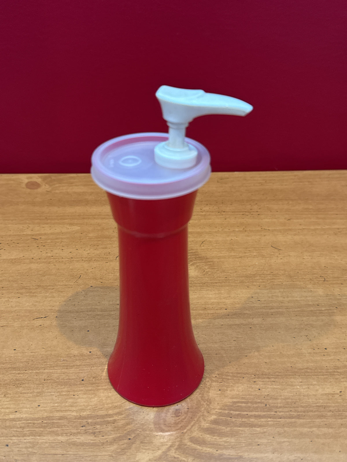 Vintage Tupperware Red Ketchup Condiment Pump Dispenser