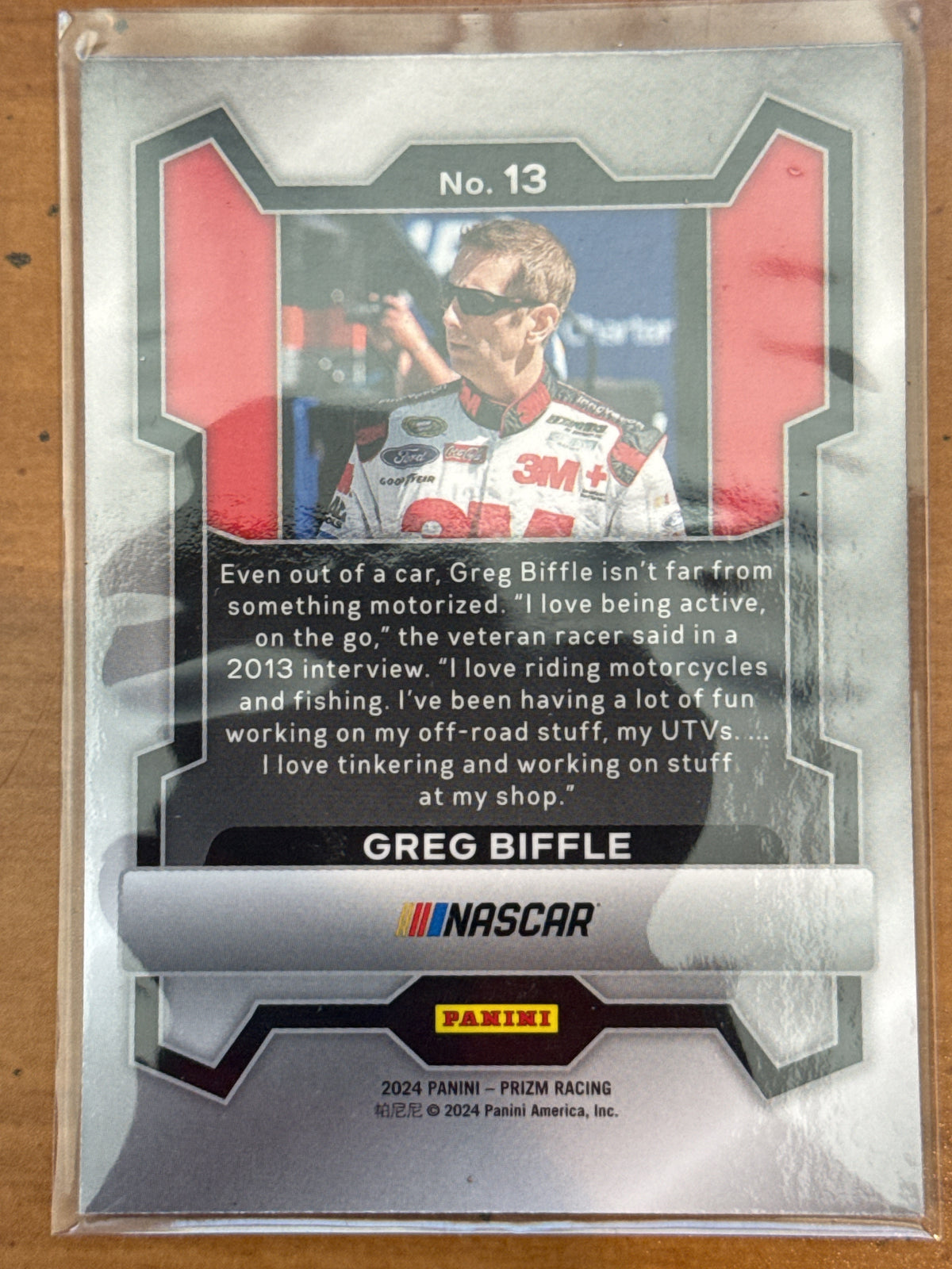 2024 Panini Prizm Racing NASCAR Greg Biffle #13 New Card in Plastic