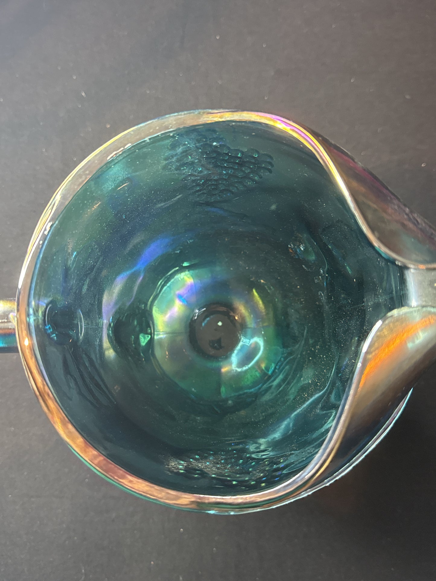 Harvest Carnival Blue Glass Pitcher 64oz by Colony Grapes and Leaves Pattern 10.5" Tall