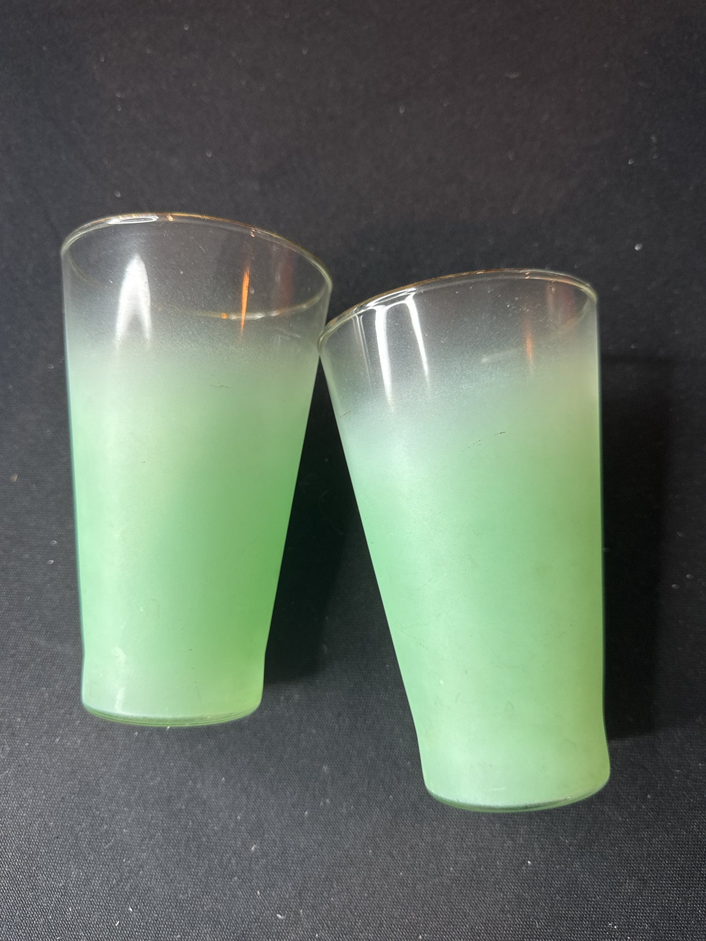 West Virginia Glass Blendo Pattern Turquoise 80oz Pitcher & 6 Colored Tumblers 5.25" Tall