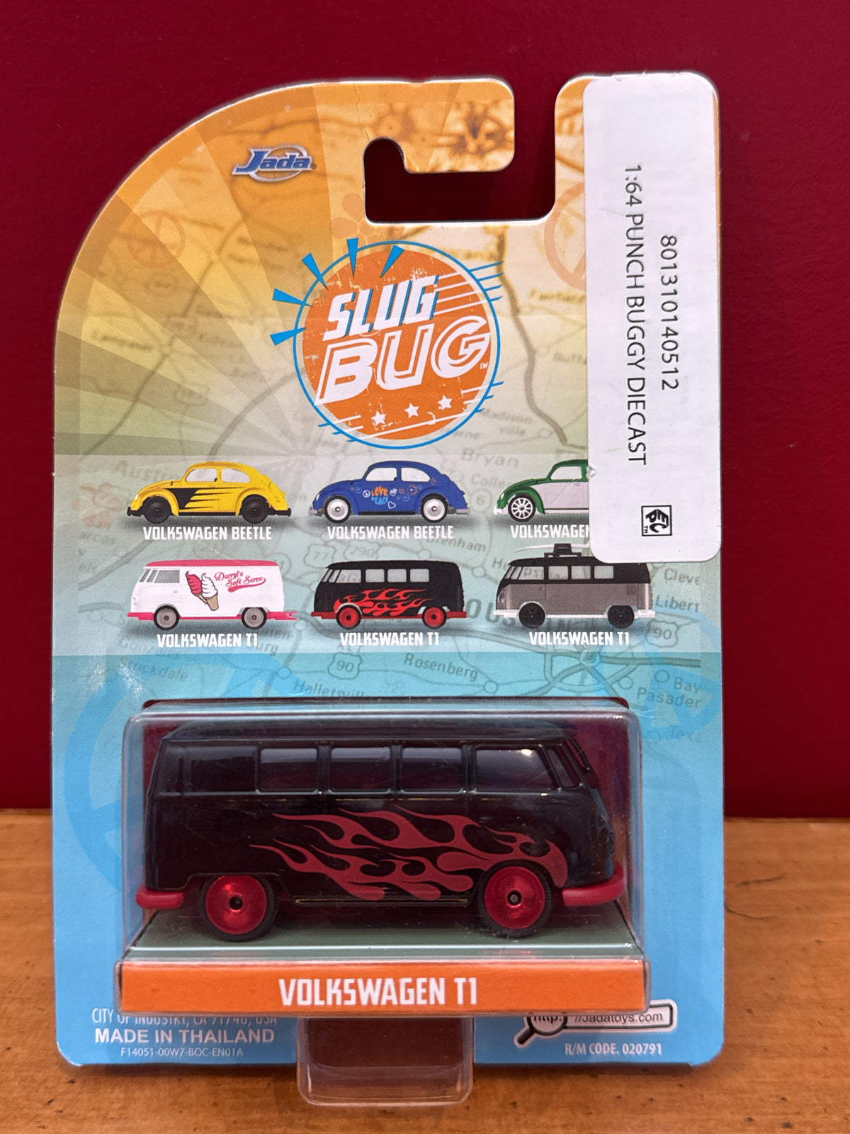 Jada Punch Buggy Slug Bug Volkswagen T1 Microbus Black/Orange Flame Bus Diecast Model Car New
