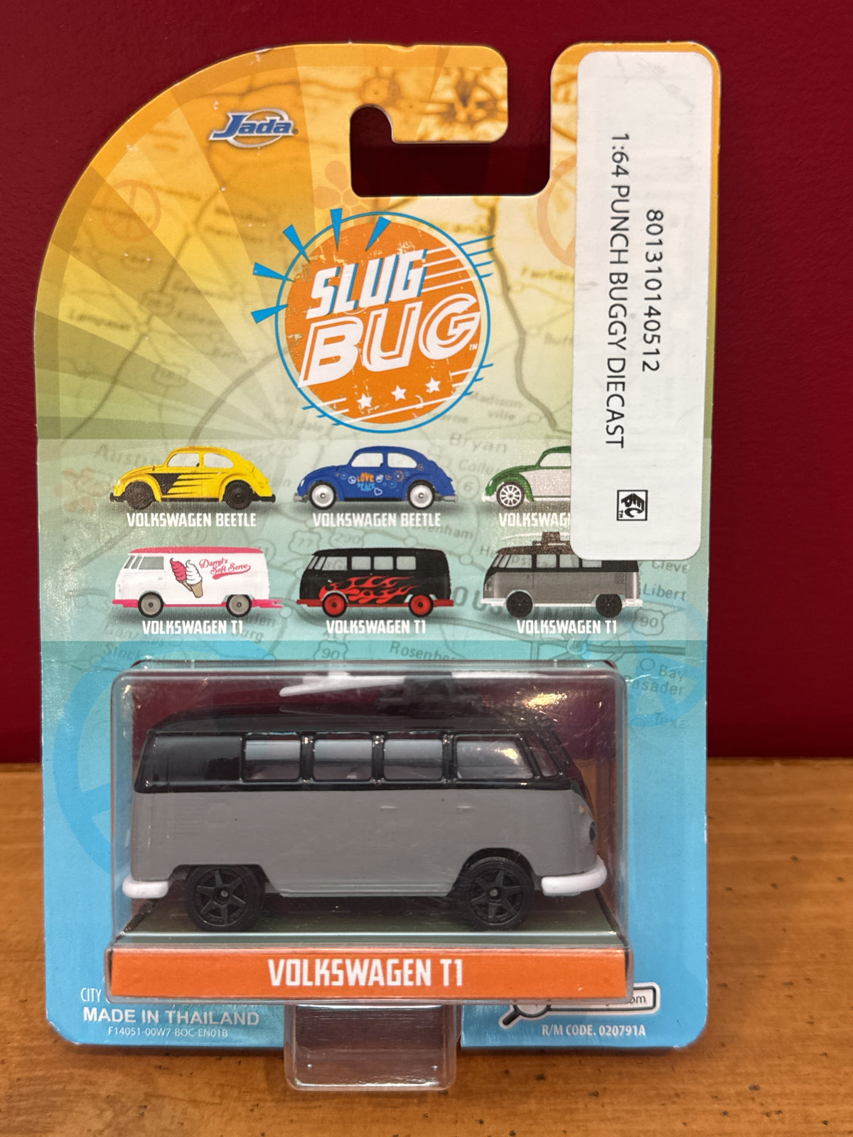 Jada Punch Buggy Slug Bug Volkswagen T1 Microbus Grey/Black Surfboard Bus Diecast Model Car New