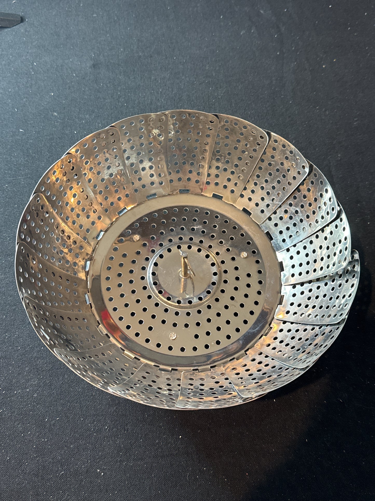 Vintage Folding Vegetable Steamer Baskets Stainless Steel Expandable Collapsible 10.75" Wide