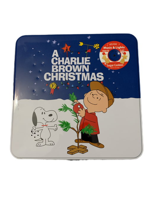 Charlie Brown Christmas Collectible Cookie Tin with Music and Lights