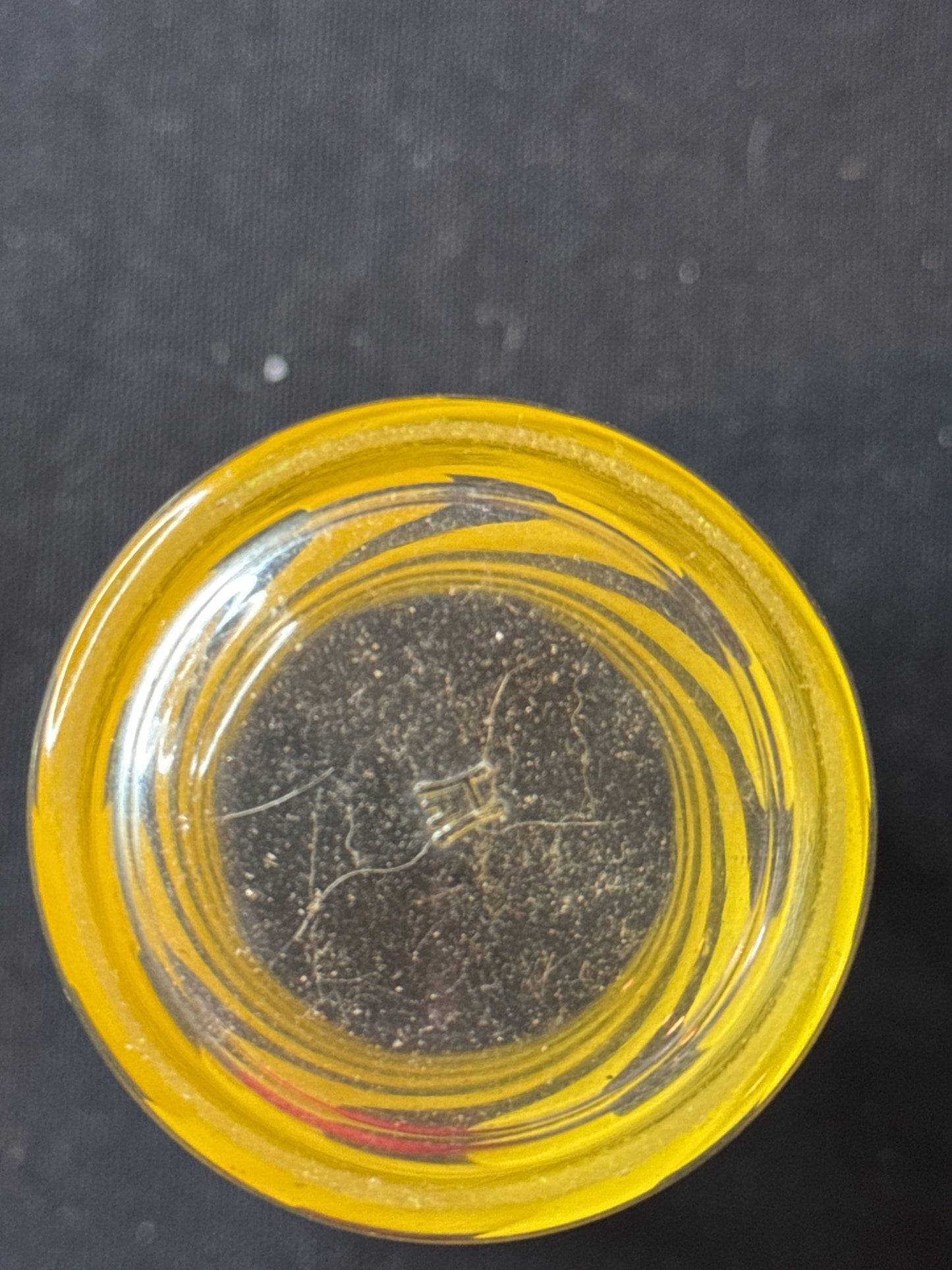 Vintage 60s Yellow Striped Glass Libby 4.75" Tall
