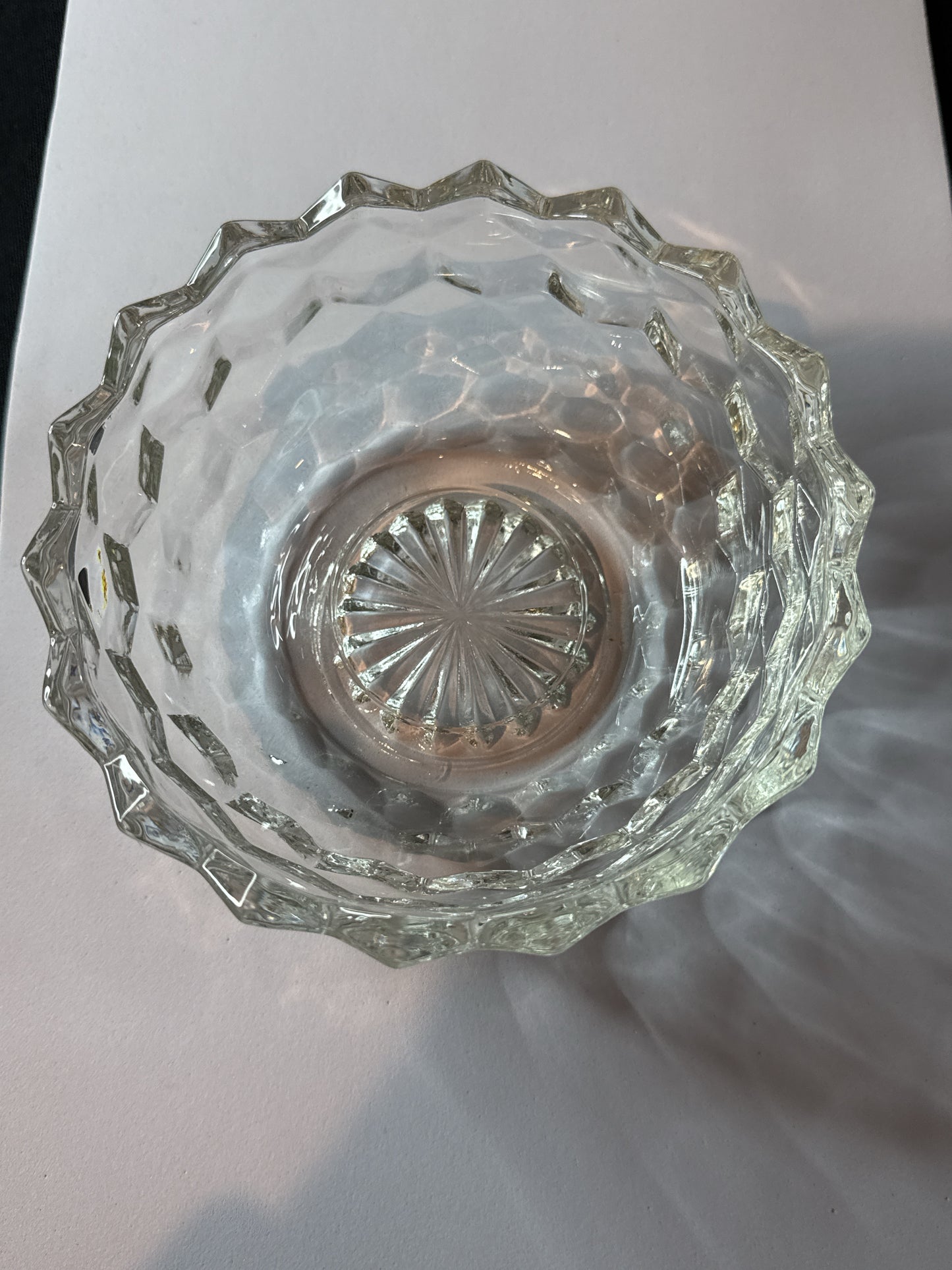 Vintage Homco Fostoria Clear Glass Bowl Candle Holder 5.25" Wide 2.5" Tall