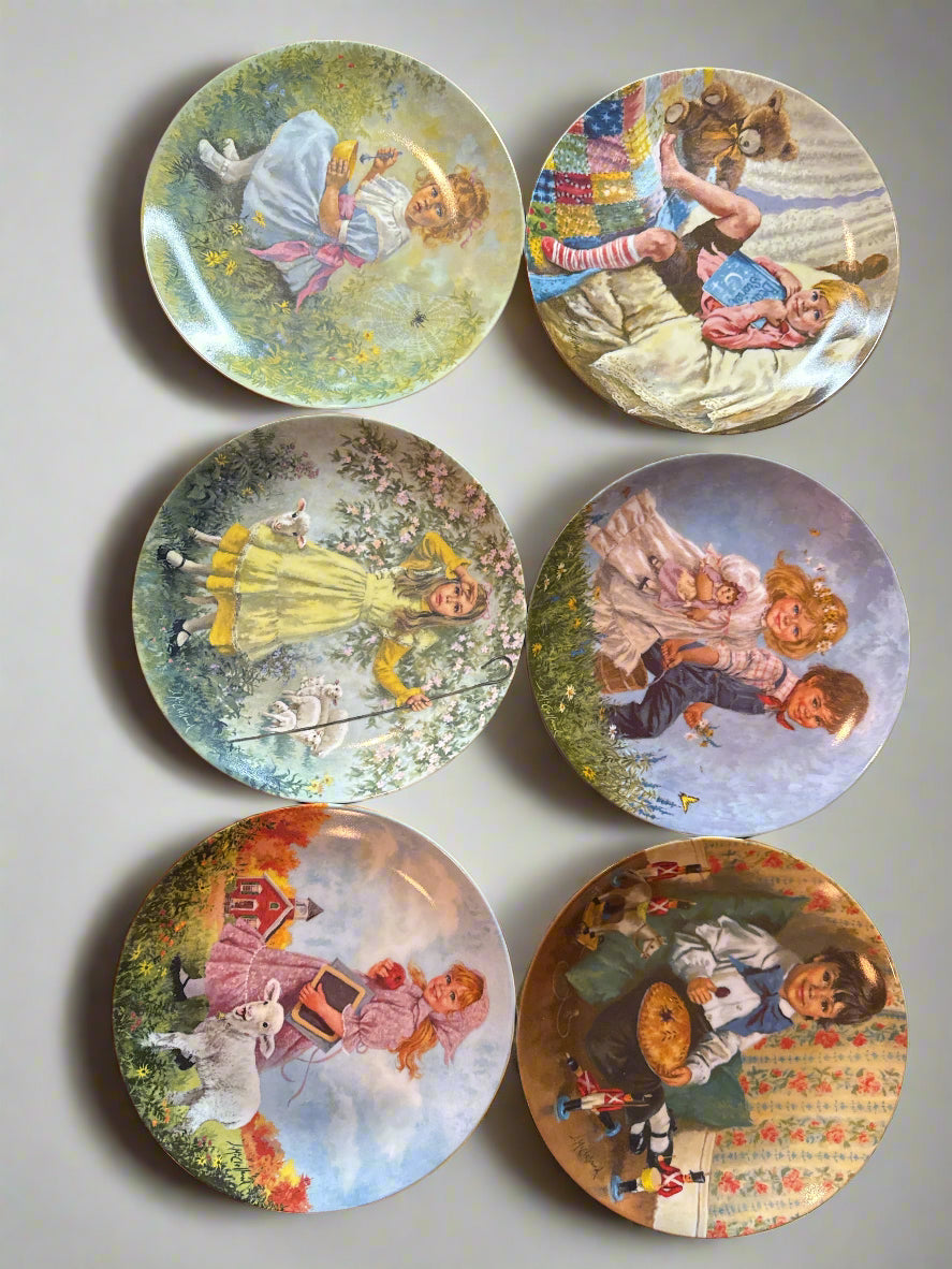 1981-1986 Reco International Mother Goose Series 8.5" Plates Series of 6 Plates