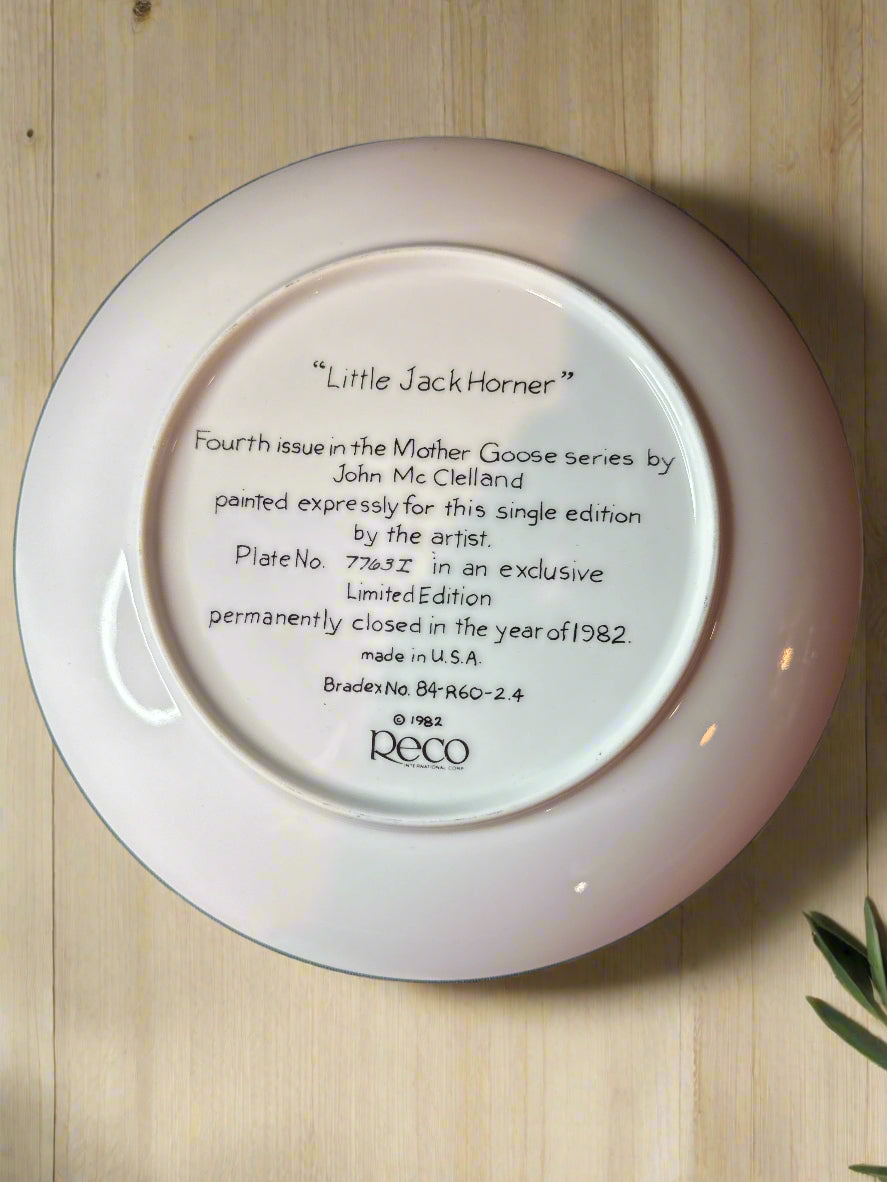 1981-1986 Reco International Mother Goose Series 8.5" Plates Series of 6 Plates