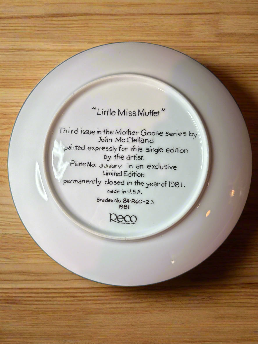 1981-1986 Reco International Mother Goose Series 8.5" Plates Series of 6 Plates