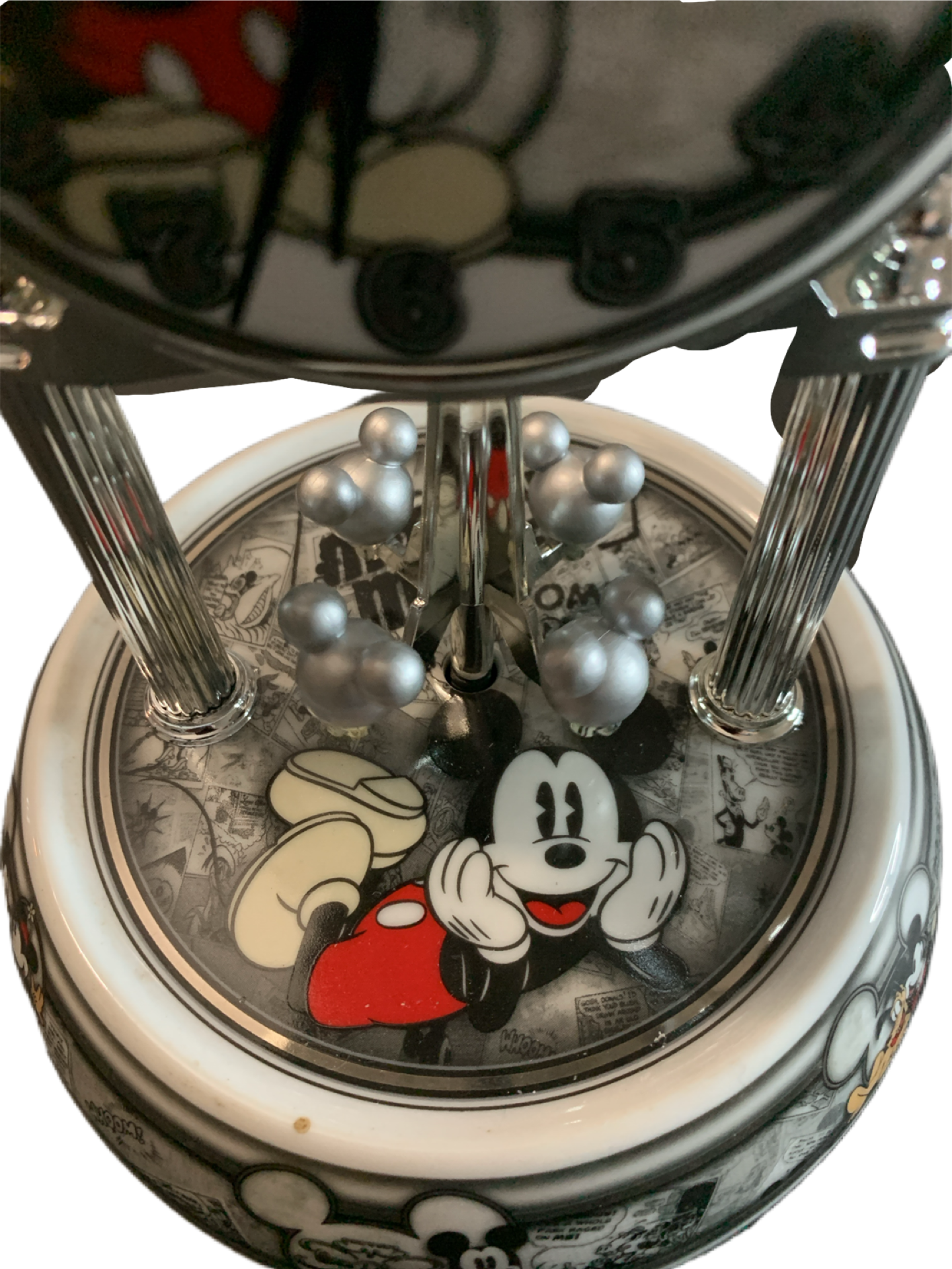 Disney Mickey Mouse Vintage Anniversary Glass Dome Clock Mickey Pendulum