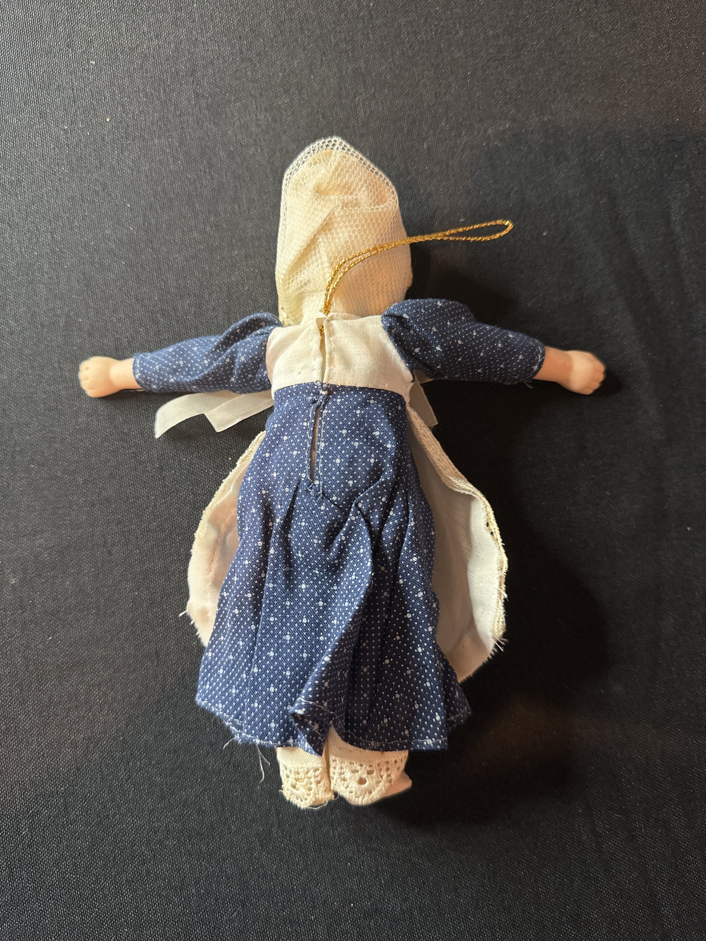 Vintage Amish Porcelain Hanging Ornament Doll 7" Tall Collectible Figure Christmas Tree
