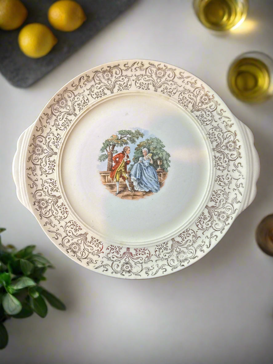 Sebring Pottery Chantilly China Set of 3 Relish/Gravy Underplates Serving Dishes 8 1/8" Wide