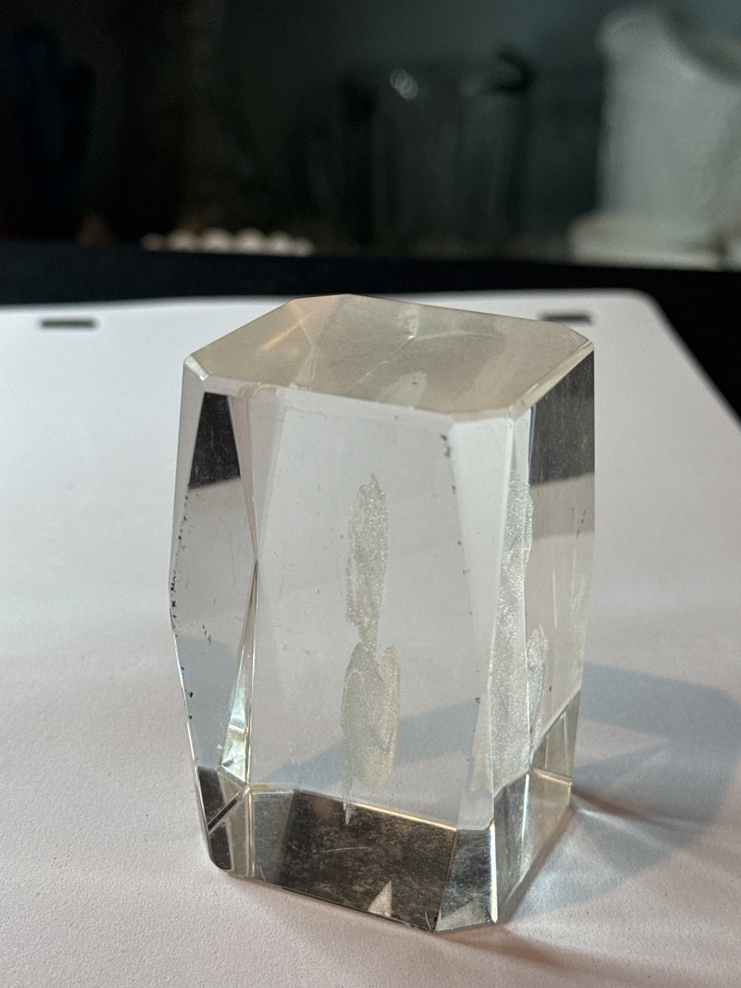 Vintage Marilyn Monroe Laser Etched Crystal Paperweight Figurine Rare Picture 3.25" Tall