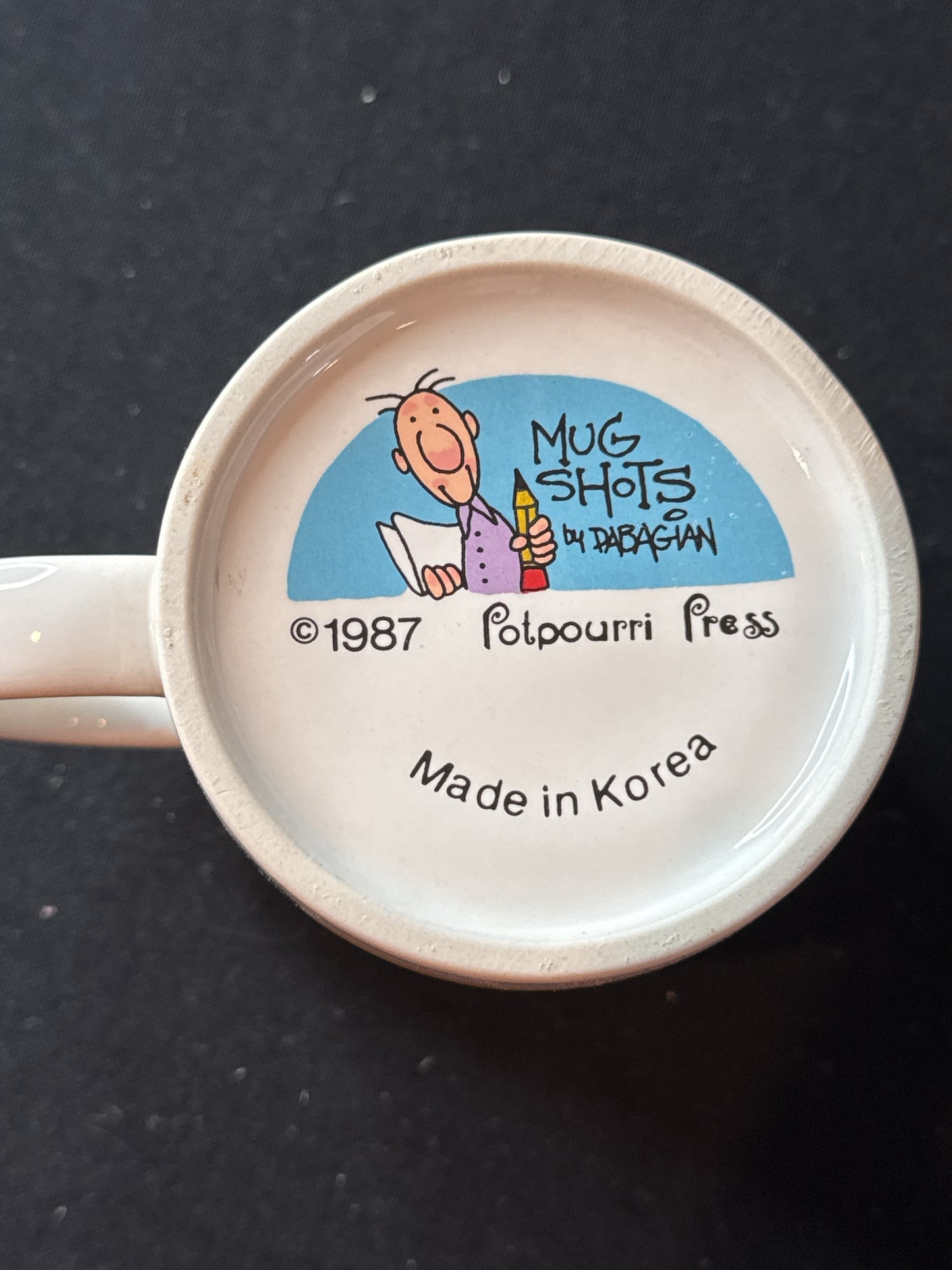 Potpourri Press 1987 Vintage Coffee Mug Cup Christmas Warmest Holiday Greetings 3.5" Tall