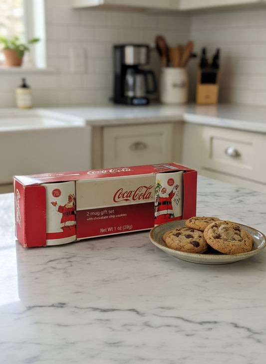 Coca-Cola 2 Mug Gift Set Christmas Santa 2007 "No Cookies" 4" Tall