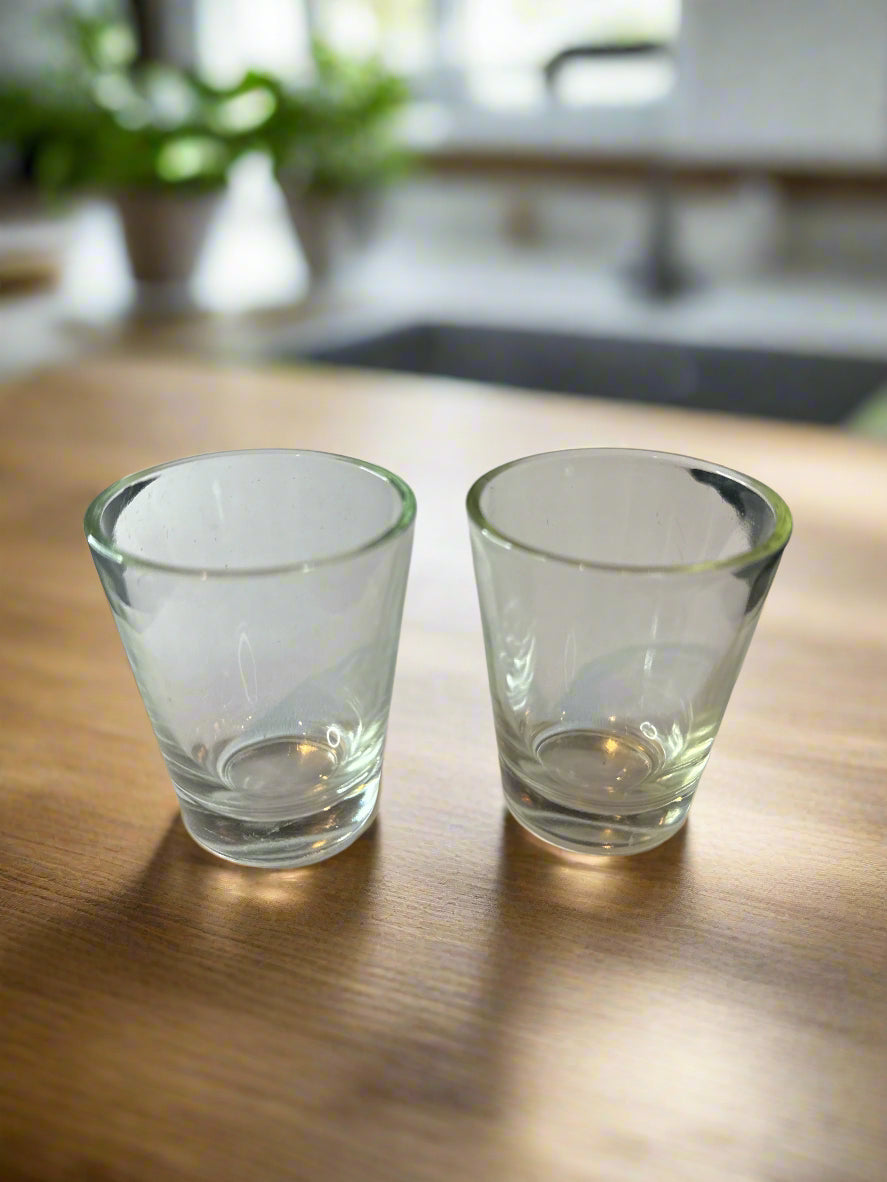 Pair of Clear Glass Shot Glasses 2.25" Tall