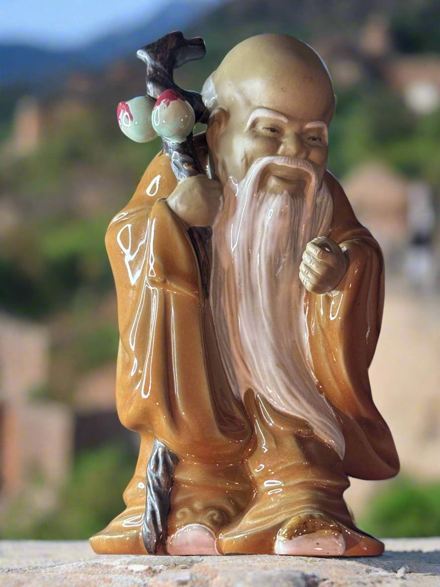 Vintage Wanjiang Wucai Porcelain Pottery Immortal God of Longevity Mud Man 9" China