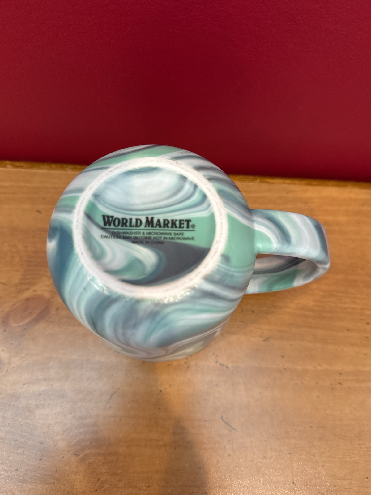 World Market Green, Gray & White Marbled Coffee Mug New 3 7/8" Tall