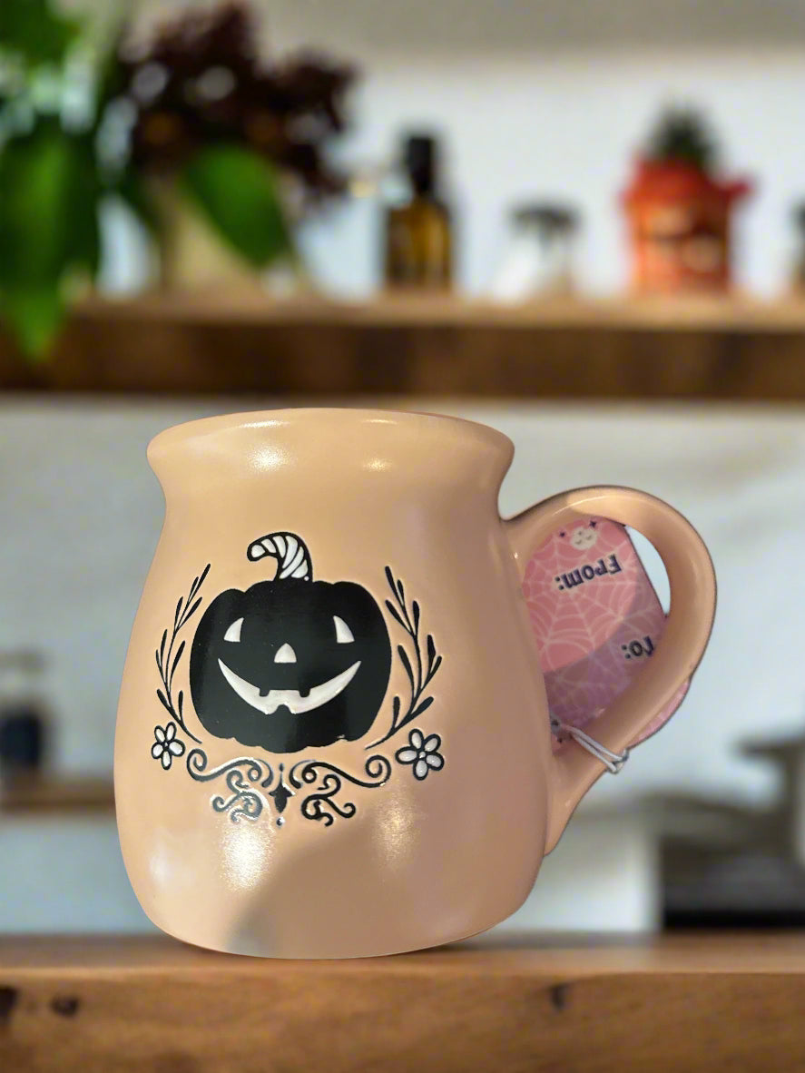 Orange Spooky Hollow Belly Coffee Mug Cup 20oz Jack O Lantern Halloween 4 3/8" Tall New