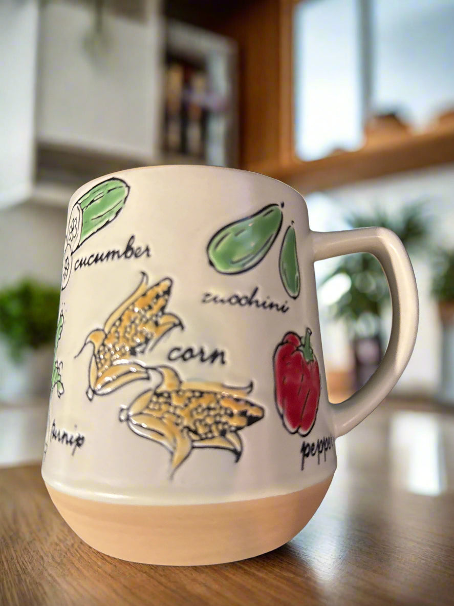 Vegetables Ivory White Large Coffee Cup Mug 18.6oz 4.5" Tall New