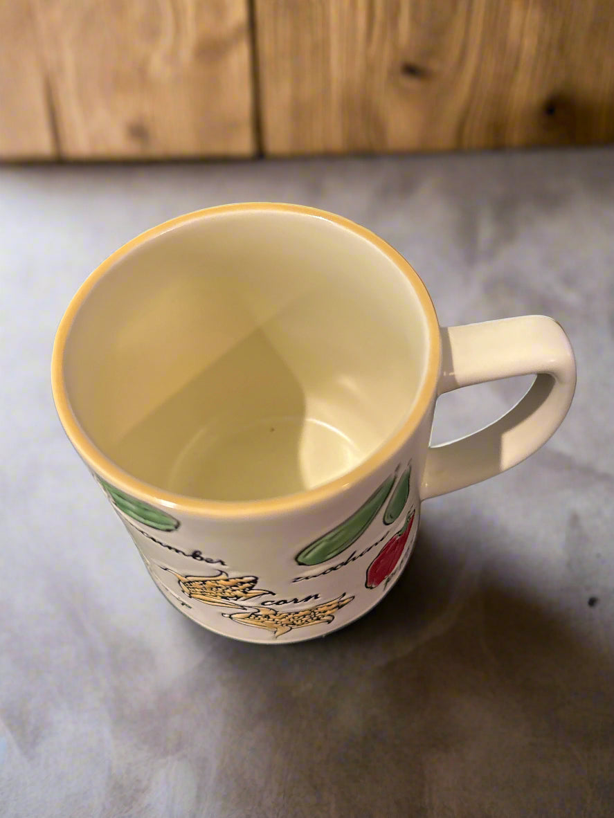 Vegetables Ivory White Large Coffee Cup Mug 18.6oz 4.5" Tall New