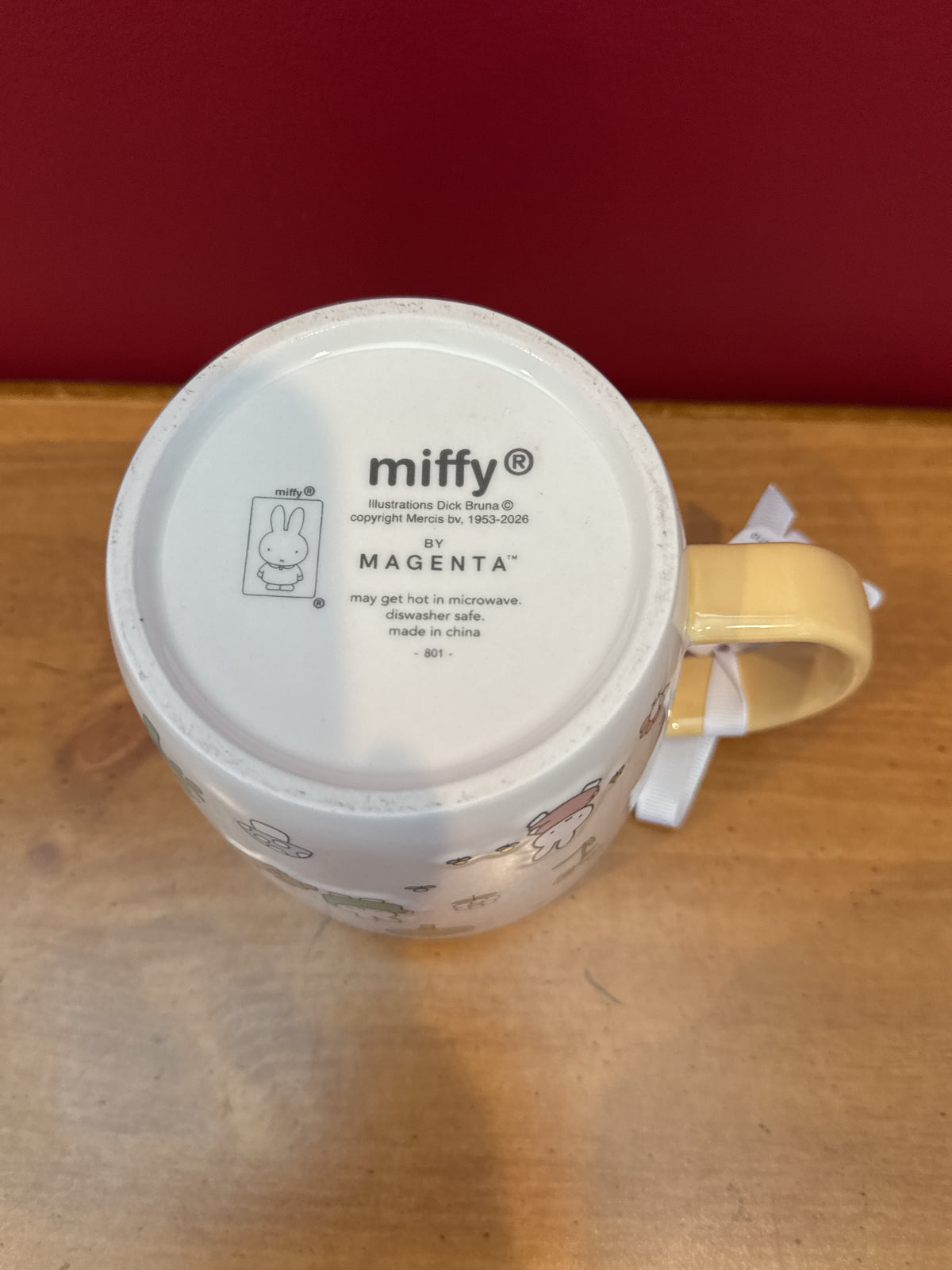 Miffy Garden Print Mug by Magenta with Yellow Interior & Handle New 4" Tall