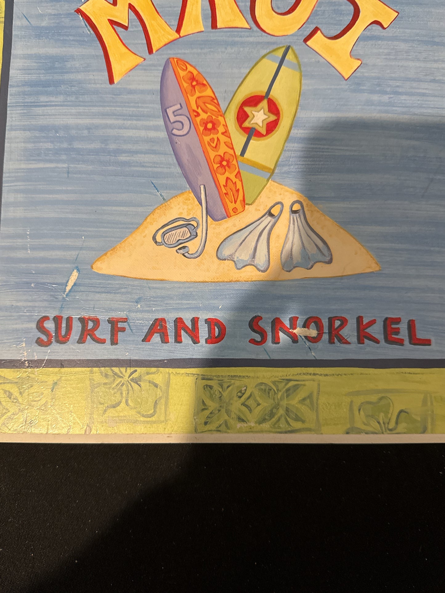 Maui Surf & Snorkel 12" Wall Plaque Picture Sign Beach Coastal Fun Decor