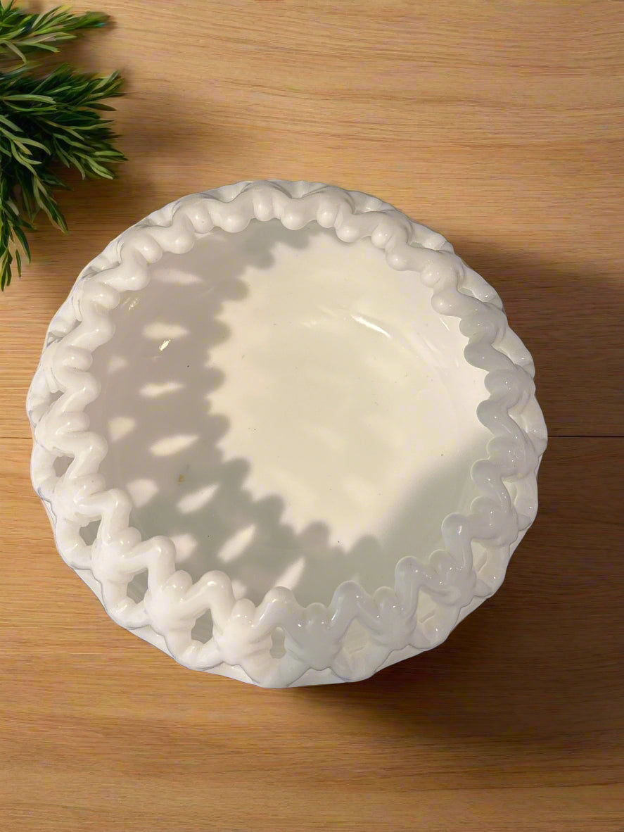 Vintage Milk Glass by Westmoreland Doric Pattern Circa 1950s 6.75" Wide x 3.75" Tall