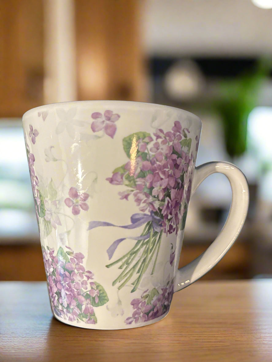 Vintage Lady Jayne Ltd. Violets Coffee Cup Mug 4" Tall