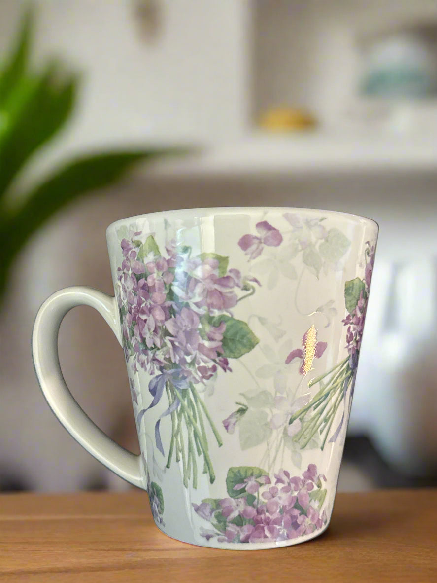 Vintage Lady Jayne Ltd. Violets Coffee Cup Mug 4" Tall