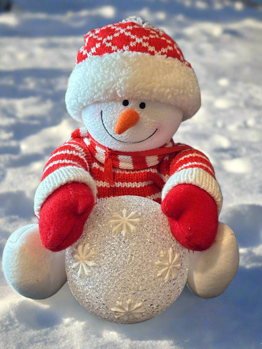 Avon 2004 Plush A Snowy Glow Snowman Lighted Snowball Christmas Décor Works