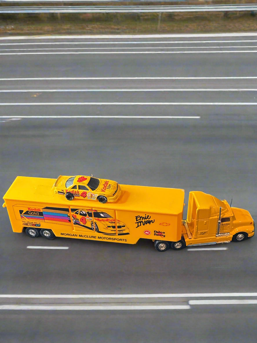 Ernie Irvin Kodak Gold NASCAR Racing Truck & Trailer & Diecast Car
