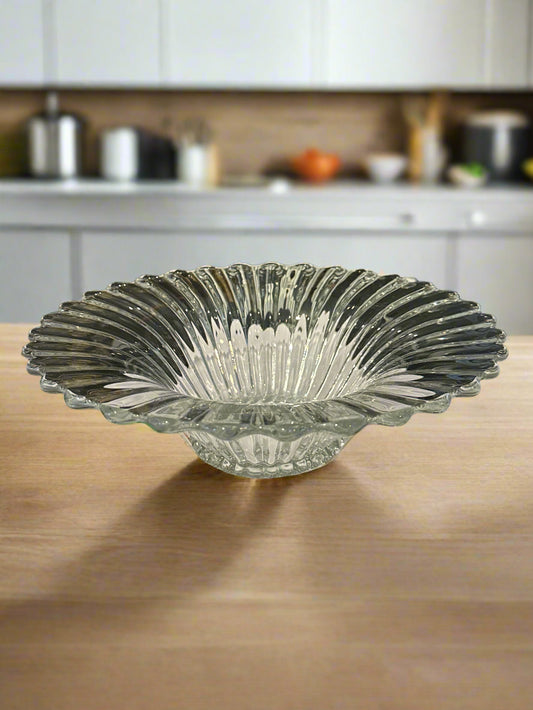 Clear Glass Vintage Heisey Crystolite Glass 12" Flared Serving Bowl 3.75" Tall