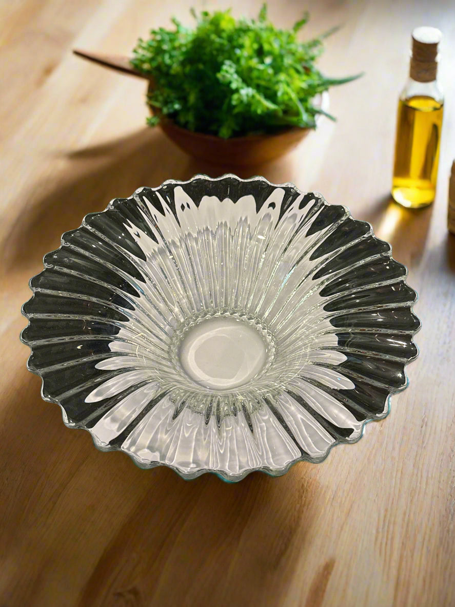Clear Glass Vintage Heisey Crystolite Glass 12" Flared Serving Bowl 3.75" Tall