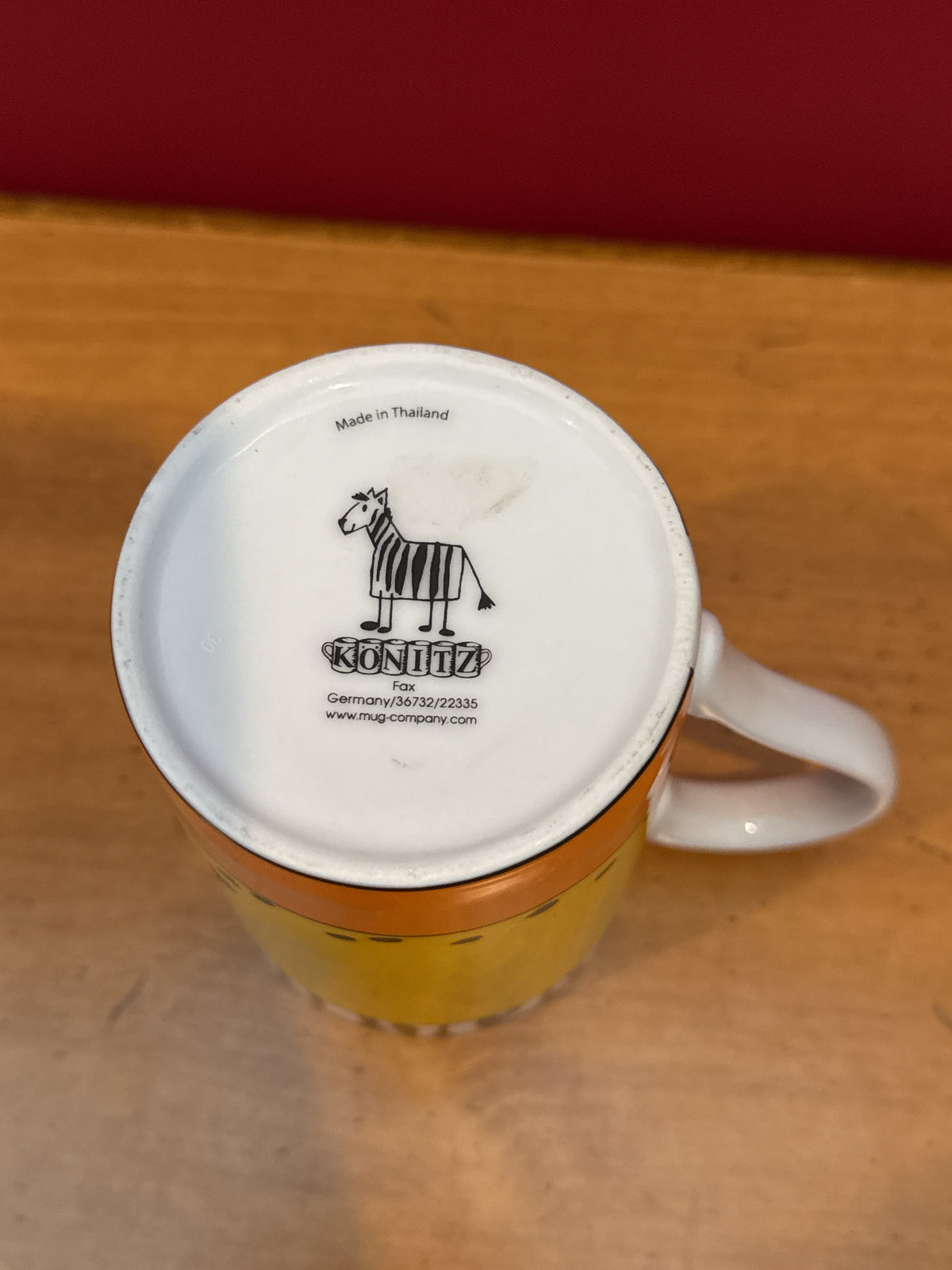 Könitz Zebra Coffee Mug with Yellow & Orange Design New 4 1/8" Tall