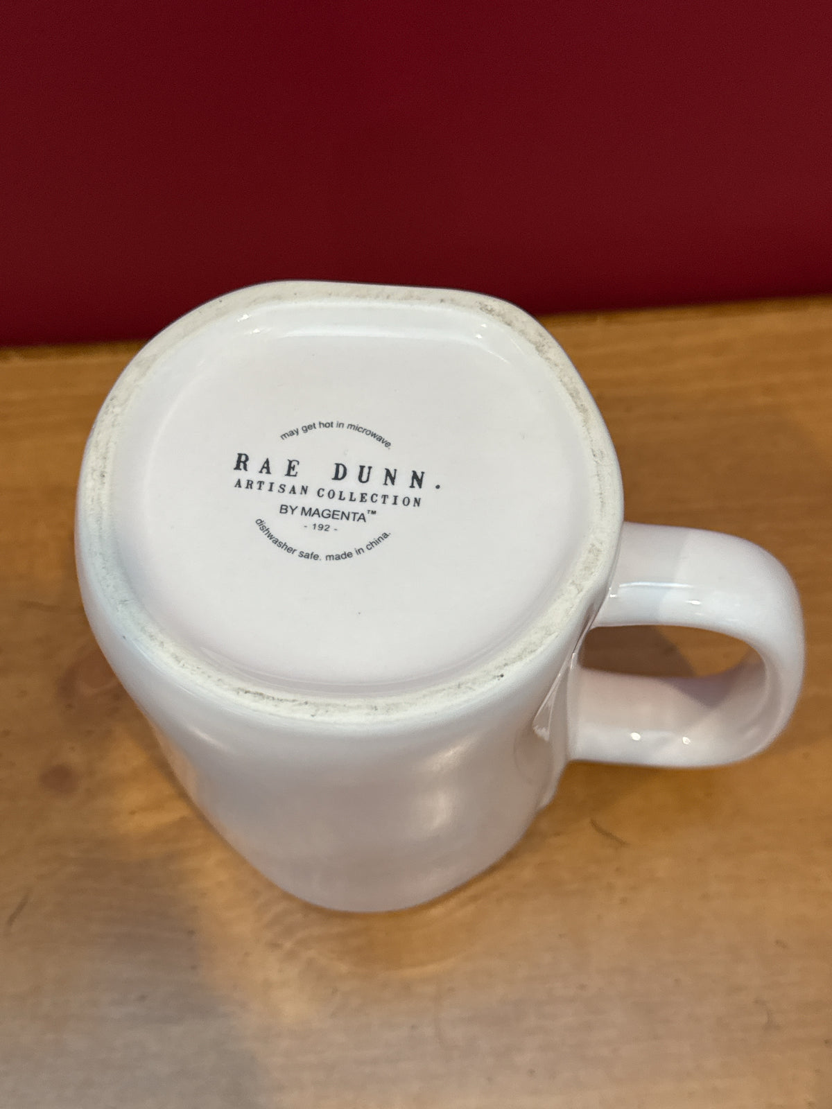 Rae Dunn “TEACHER” White Coffee Mug with Red Interior by Magenta New 4 7/8" Tall