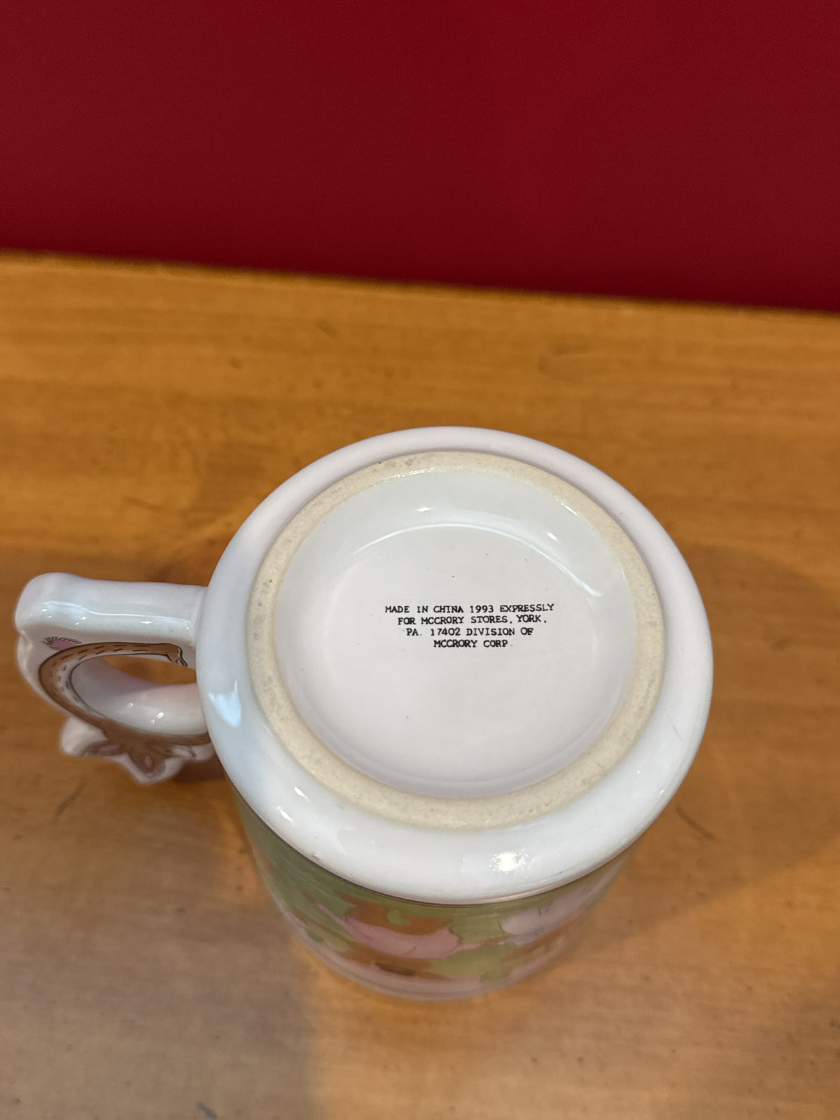 1993 McCrory Peter Rabbit Easter Bunny Mug with Rabbit-Shaped Handle 4" Tall