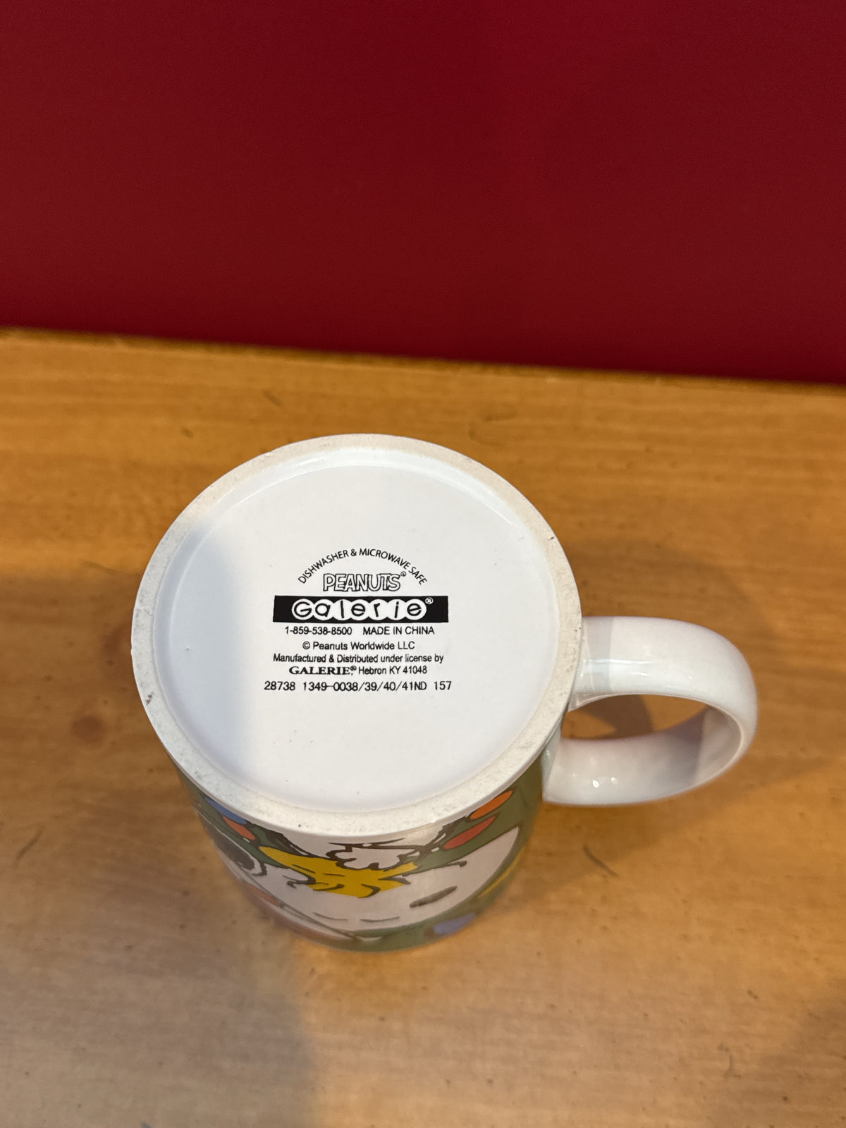 Peanuts Snoopy & Woodstock Christmas Lights Green Coffee Mug by Galerie 3.75" Tall