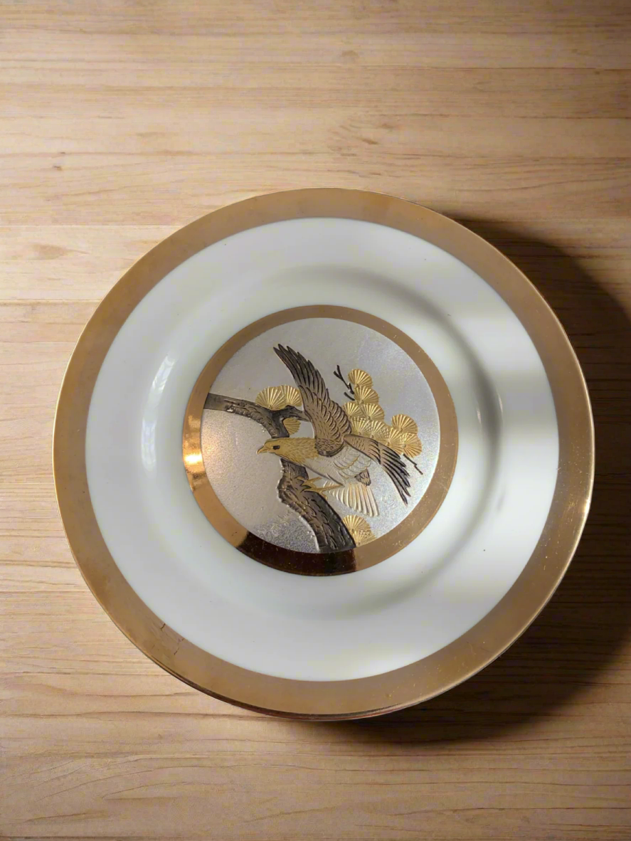 The Art of Chokin Golden Eagle limited edition #6891 Plate 6 3/8" Yoshinobu Made in Japan 1983