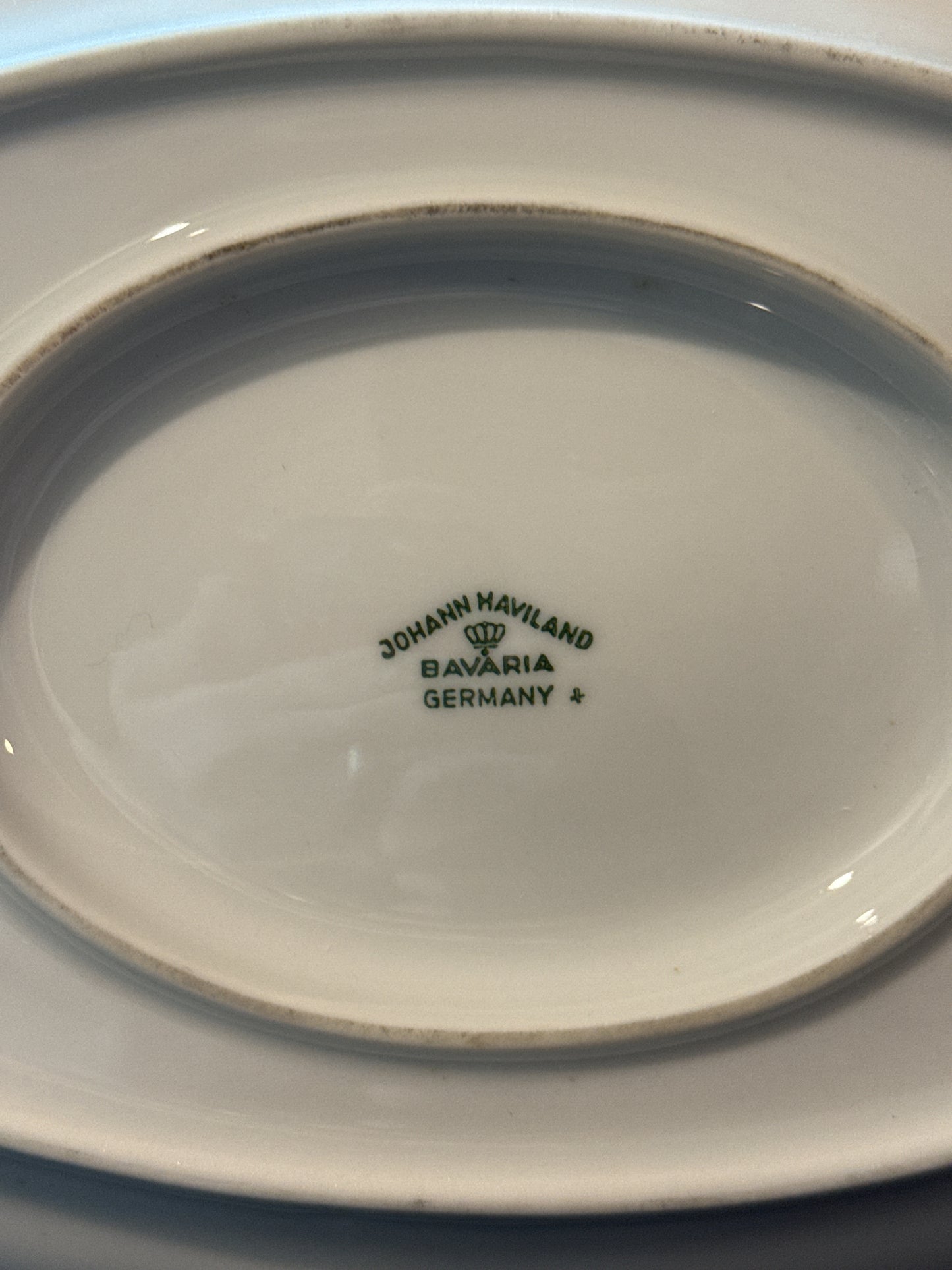 Vintage Moss Rose (Bavarian Backstamp) Johann Haviland Gravy Boat with Attached Underplate