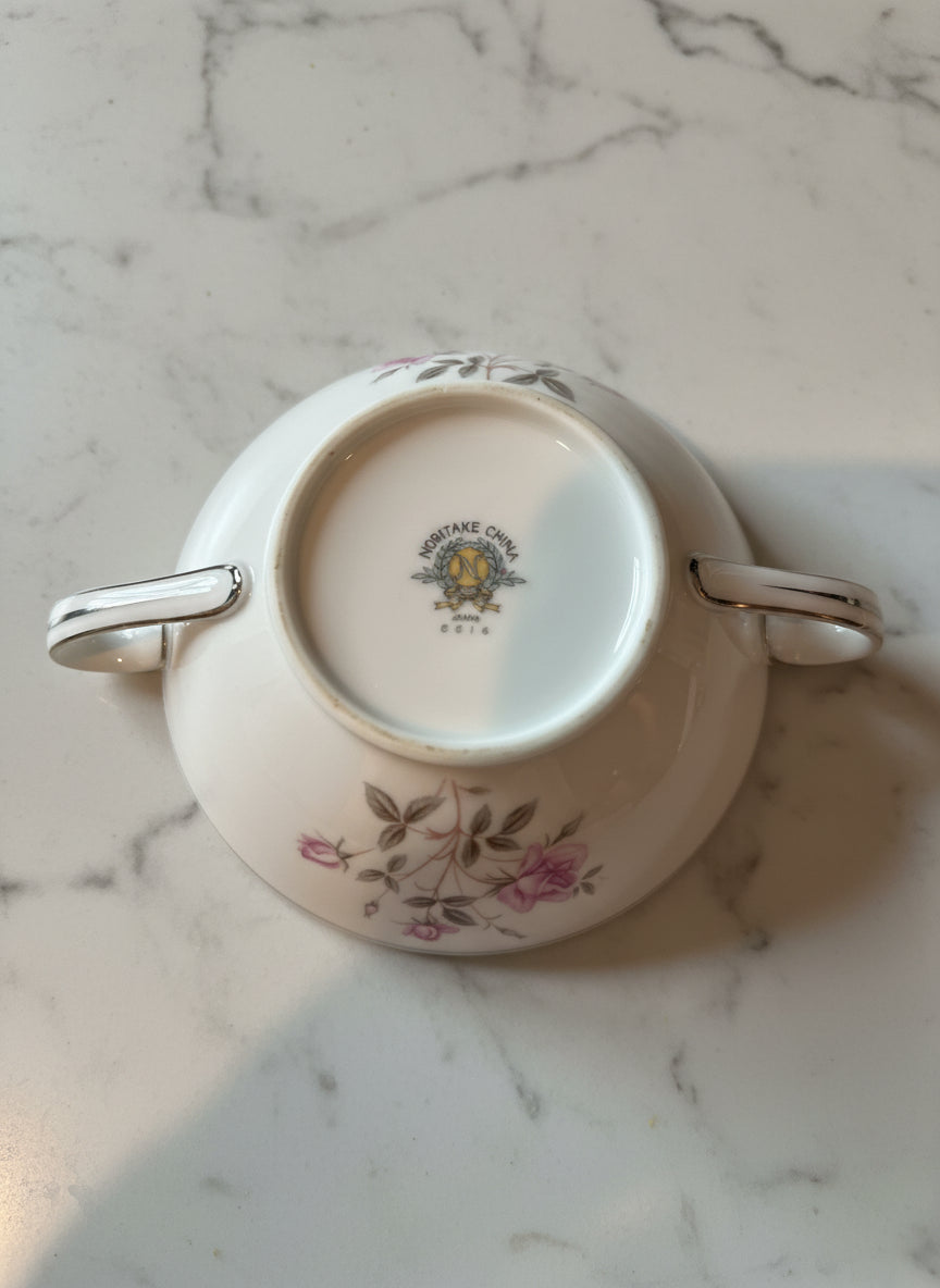 Noritake Sugar Bowl and Lid Pattern 5516 7" W x 3.5" T, 2" Tall To Top Of Bowl